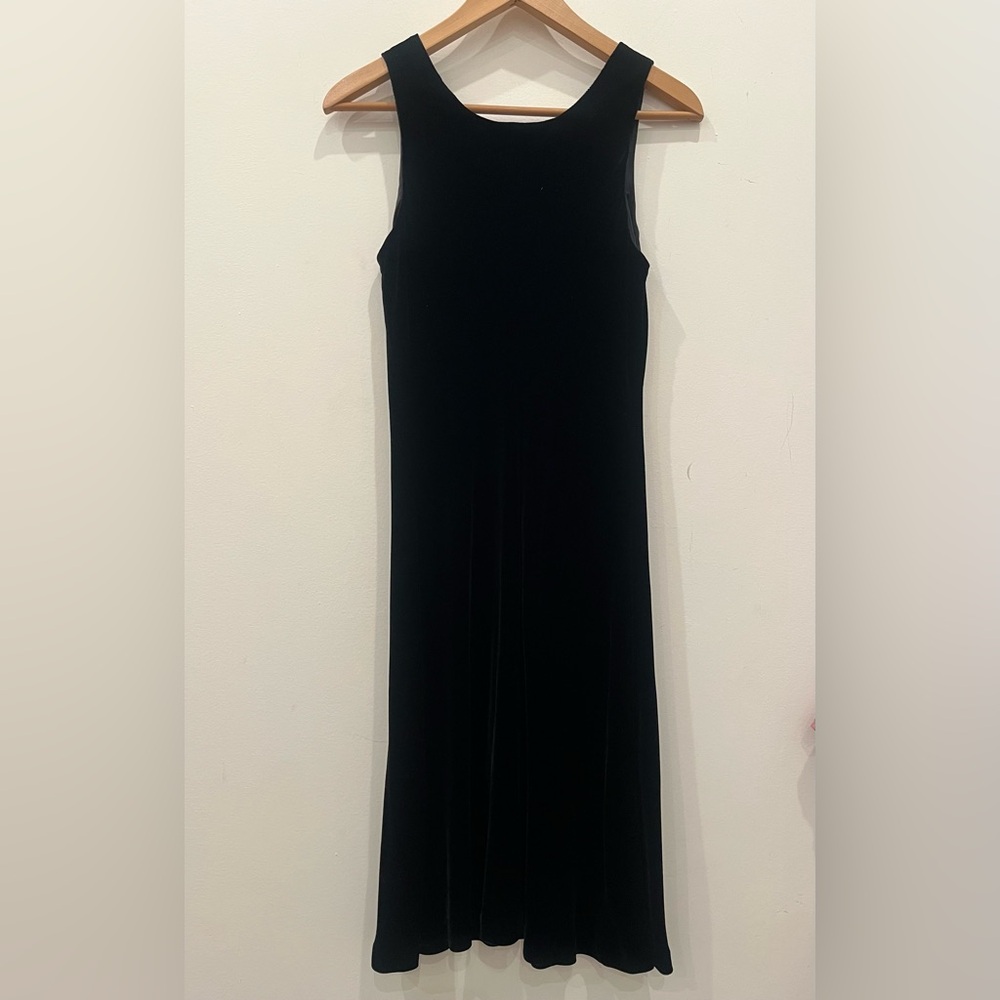 Vtg 90s The Limited Black Sleeveless Velvet Silk Stretchy Midi Dress SZ M Goth